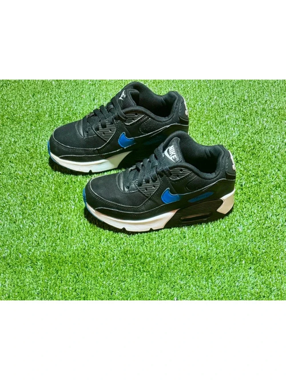 Nike Air Max 90 Black Blue Youth Size 4Y
